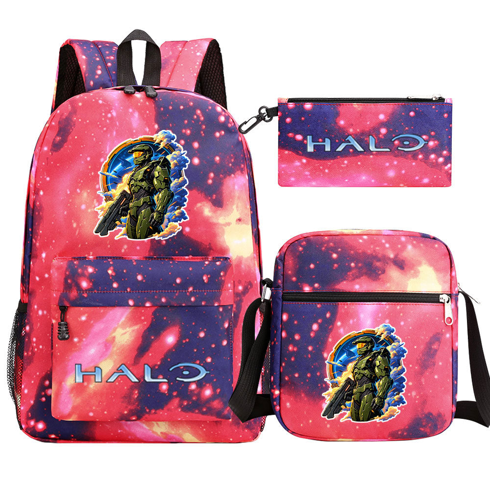 Halo Infinite SchoolBag Backpack Shoulder Bag Book Pencil Bags 3pcs Set