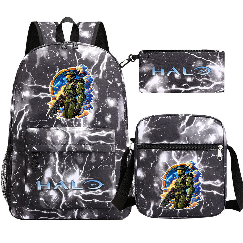 Halo Infinite SchoolBag Backpack Shoulder Bag Book Pencil Bags 3pcs Set