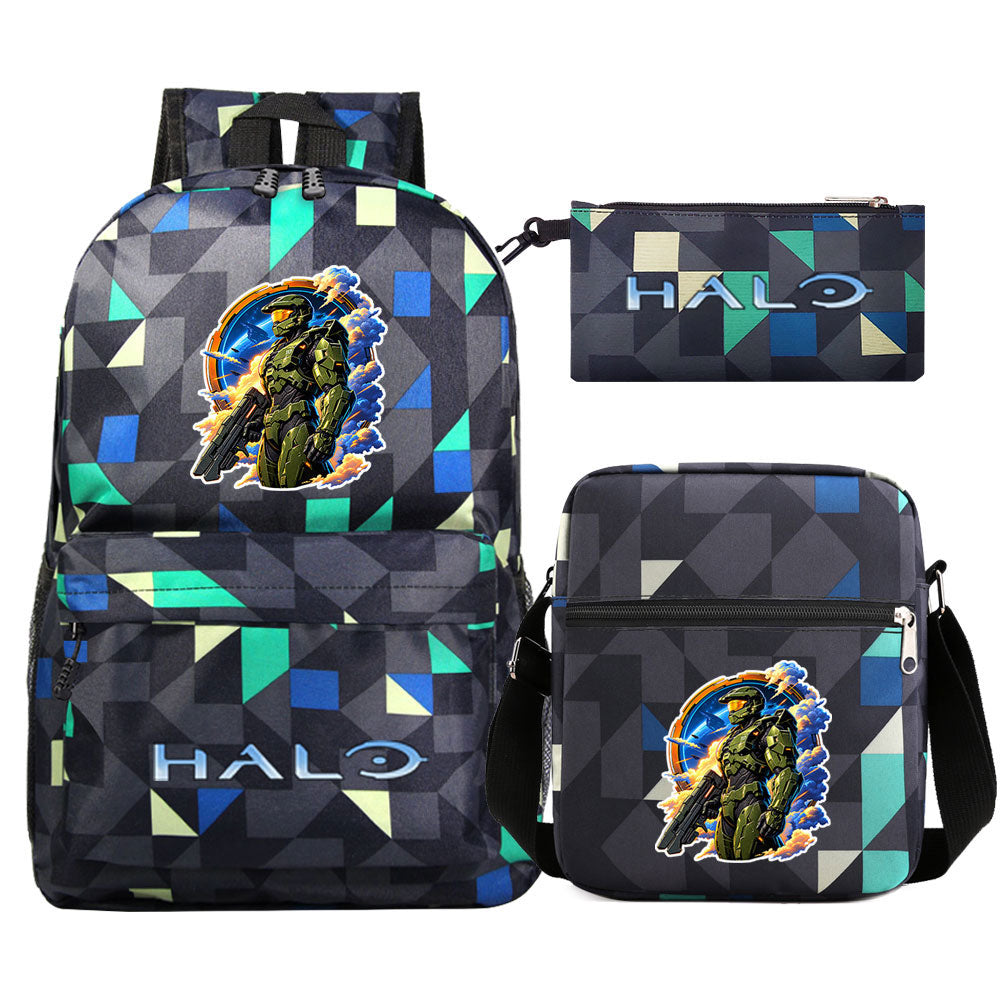 Halo Infinite SchoolBag Backpack Shoulder Bag Book Pencil Bags 3pcs Set
