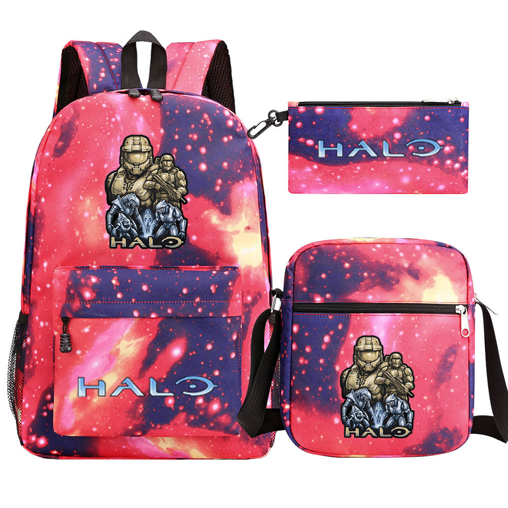 Halo Infinite SchoolBag Backpack Shoulder Bag Book Pencil Bags 3pcs Set