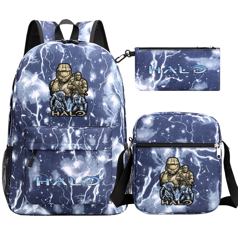 Halo Infinite SchoolBag Backpack Shoulder Bag Book Pencil Bags 3pcs Set