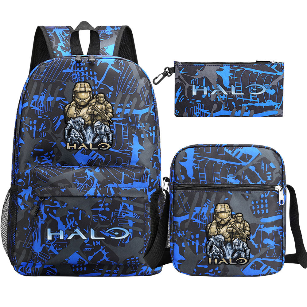 Halo Infinite SchoolBag Backpack Shoulder Bag Book Pencil Bags 3pcs Set