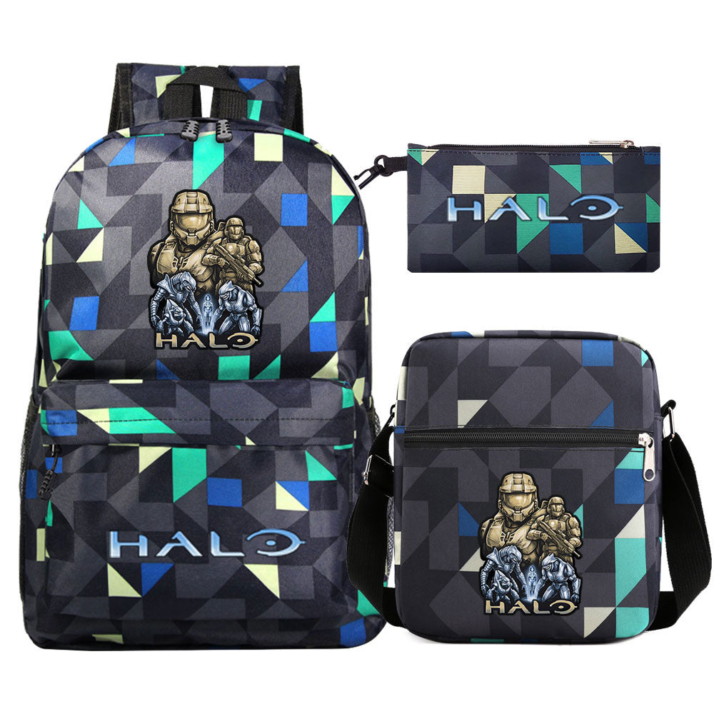 Halo Infinite SchoolBag Backpack Shoulder Bag Book Pencil Bags 3pcs Set