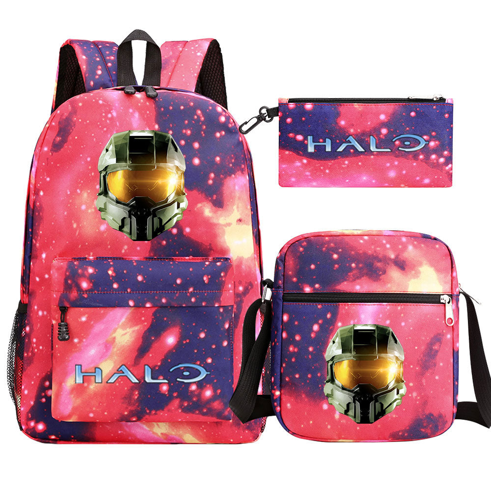 Halo Infinite SchoolBag Backpack Shoulder Bag Book Pencil Bags 3pcs Set