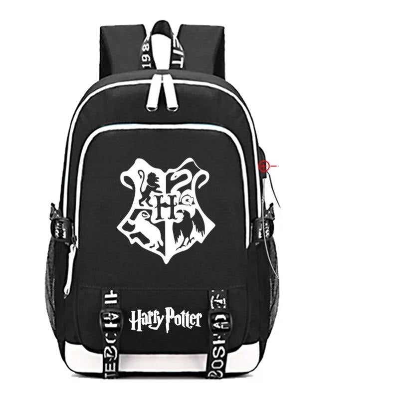 Harry Potter Hogwarts Four Houses USB Charging Backpack School Note Book Laptop Travel Bags