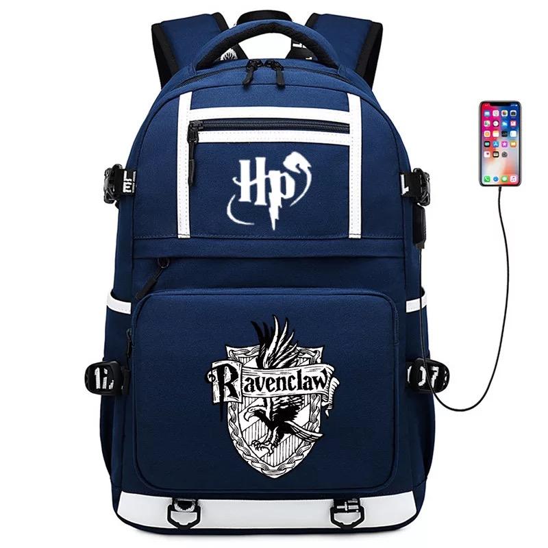 Harry Potter Ravenclaw USB Charging Backpack School NoteBook Laptop Travel Bags