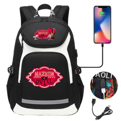 Hazbin Hotel USB Charging Backpack School NoteBook Laptop Travel Bags