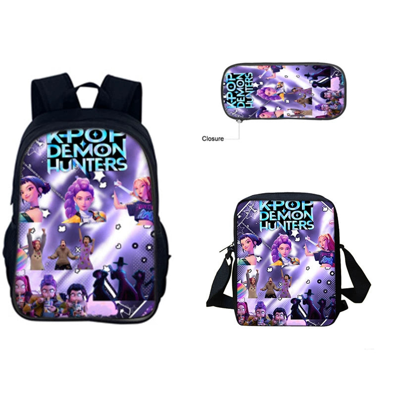 Huntrix Kpop Schoolbag Backpack Lunch Bag Pencil Case 3pcs Set Gift for Kids Students