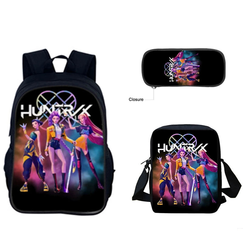 Huntrix Kpop Schoolbag Backpack Lunch Bag Pencil Case 3pcs Set Gift for Kids Students