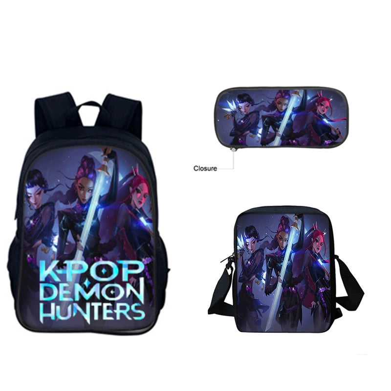 Huntrix Kpop Schoolbag Backpack Lunch Bag Pencil Case 3pcs Set Gift for Kids Students