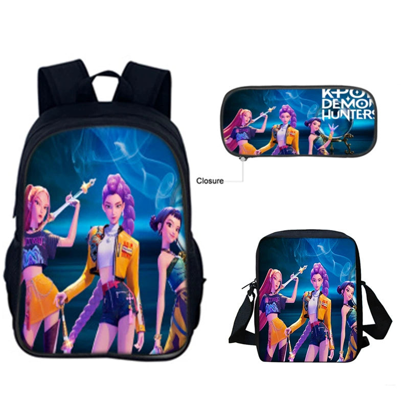 Huntrix Kpop Schoolbag Backpack Lunch Bag Pencil Case 3pcs Set Gift for Kids Students