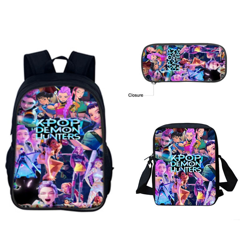 Huntrix Kpop Schoolbag Backpack Lunch Bag Pencil Case 3pcs Set Gift for Kids Students