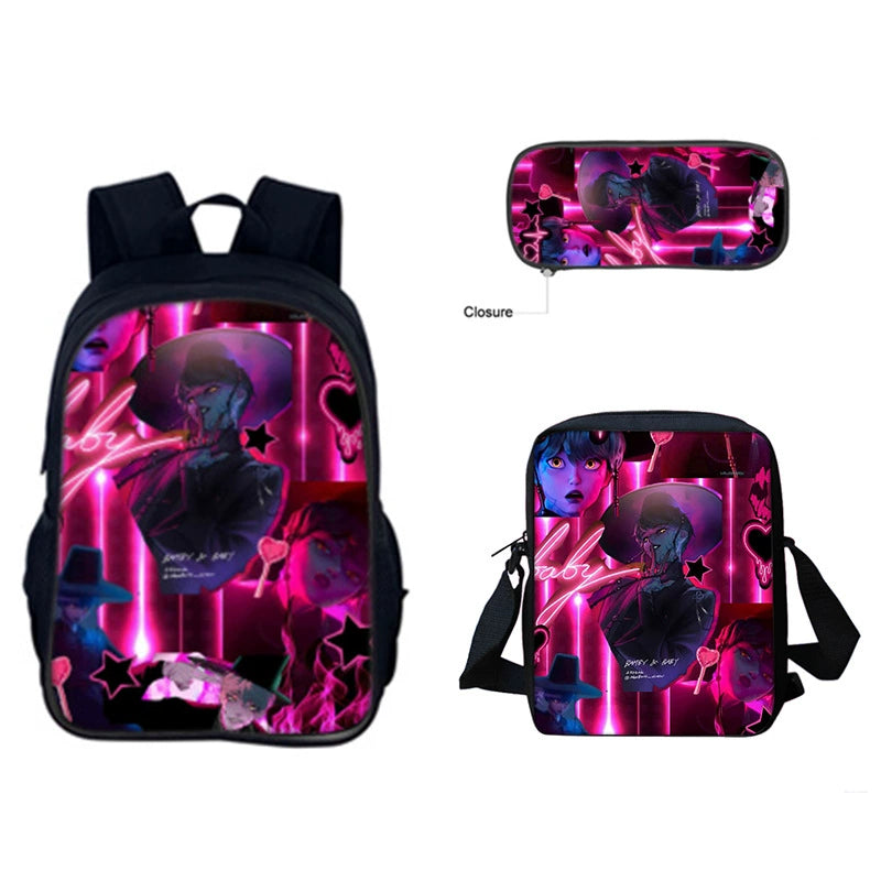 Huntrix Kpop Schoolbag Backpack Lunch Bag Pencil Case 3pcs Set Gift for Kids Students