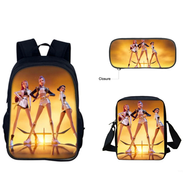 Huntrix Kpop Schoolbag Backpack Lunch Bag Pencil Case 3pcs Set Gift for Kids Students