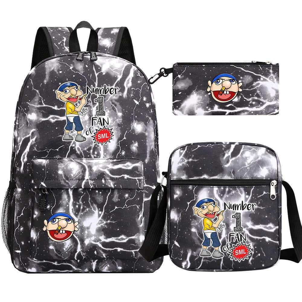 Jeffy SchoolBag Backpack Shoulder Bag Book Pencil Bags 3pcs Set