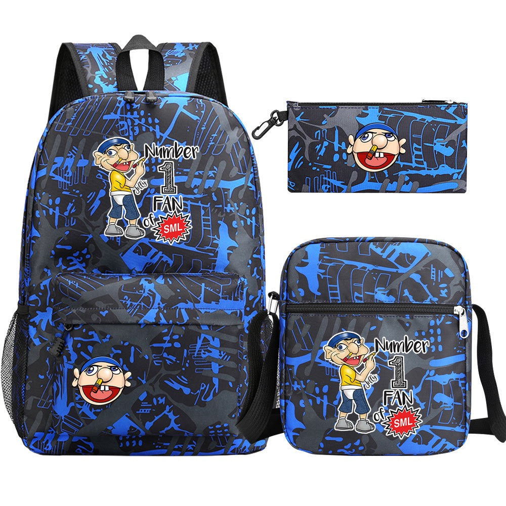 Jeffy SchoolBag Backpack Shoulder Bag Book Pencil Bags 3pcs Set
