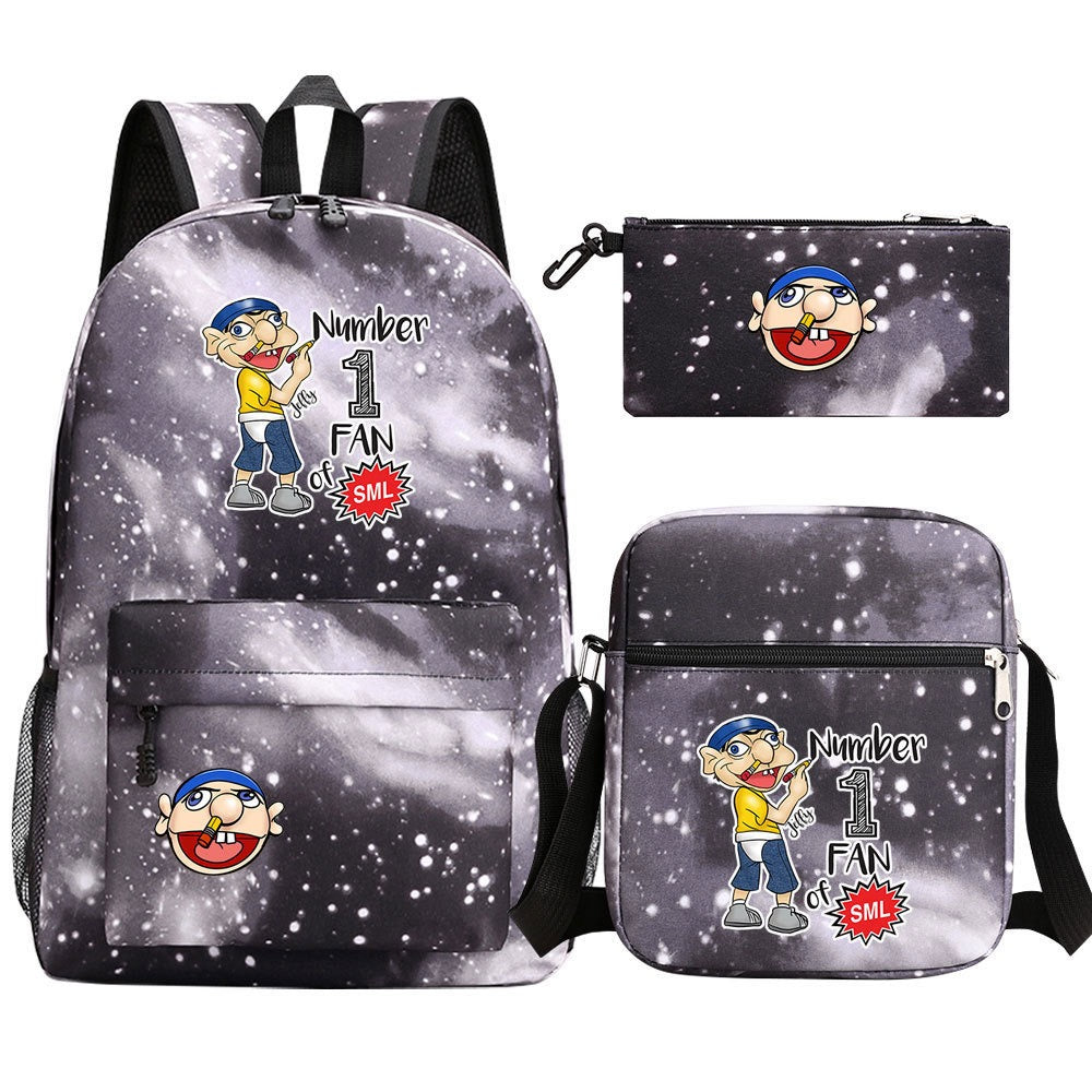 Jeffy SchoolBag Backpack Shoulder Bag Book Pencil Bags 3pcs Set