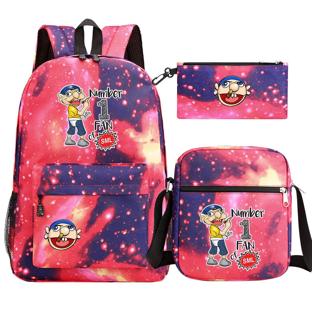 Jeffy SchoolBag Backpack Shoulder Bag Book Pencil Bags 3pcs Set