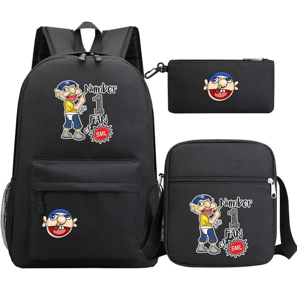Jeffy SchoolBag Backpack Shoulder Bag Book Pencil Bags 3pcs Set