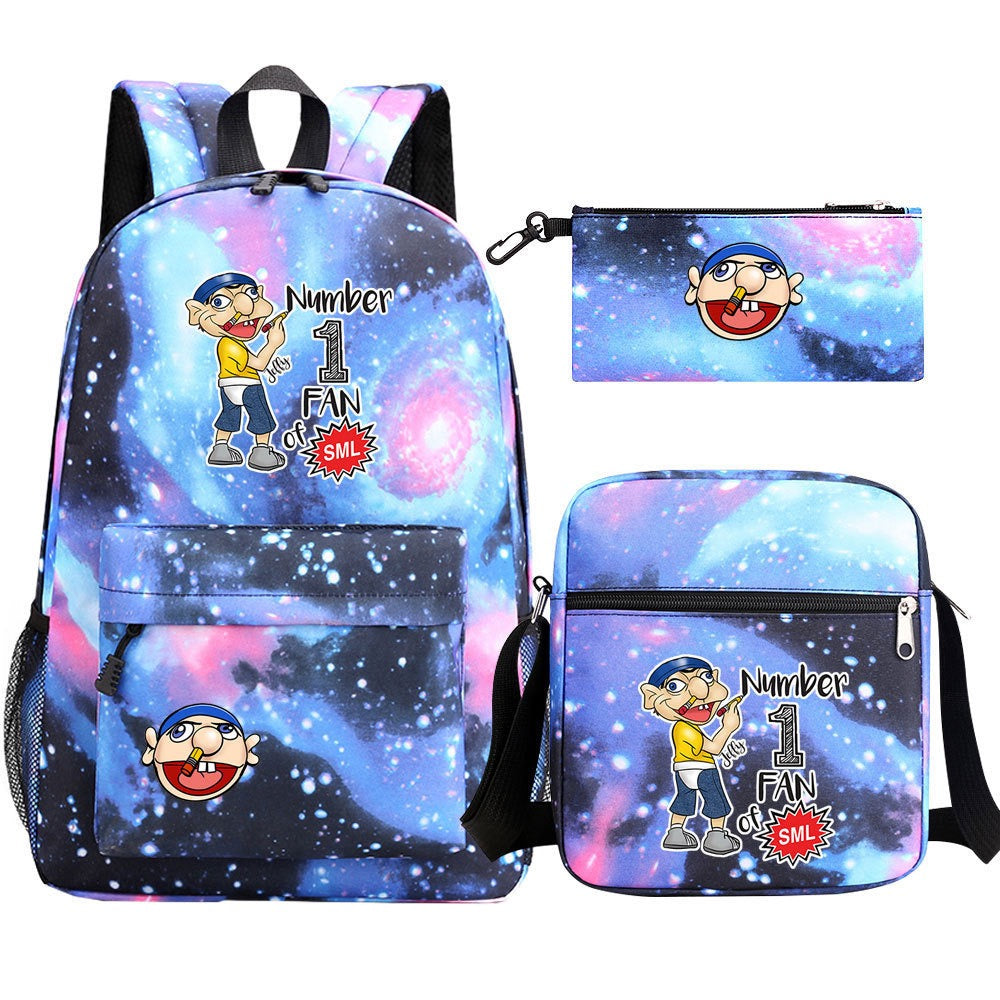 Jeffy SchoolBag Backpack Shoulder Bag Book Pencil Bags 3pcs Set