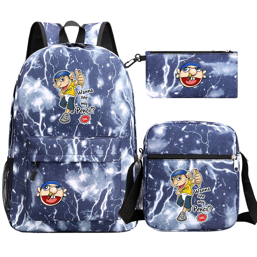 Jeffy SchoolBag Backpack Shoulder Bag Book Pencil Bags 3pcs Set