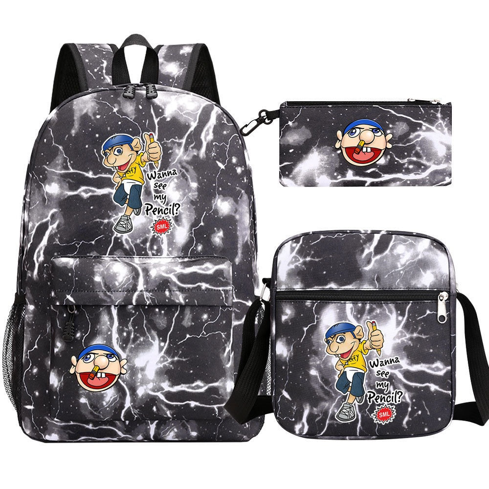 Jeffy SchoolBag Backpack Shoulder Bag Book Pencil Bags 3pcs Set