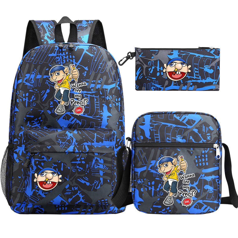 Jeffy SchoolBag Backpack Shoulder Bag Book Pencil Bags 3pcs Set