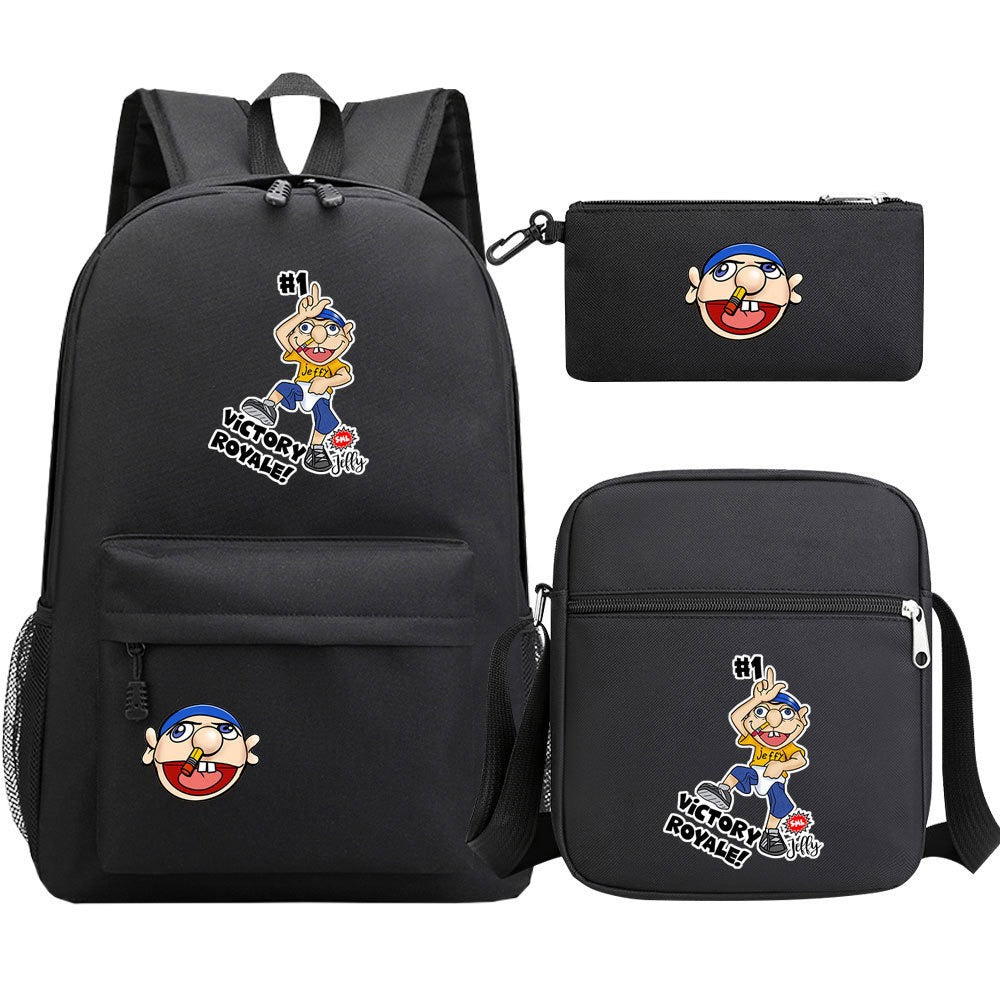 Jeffy SchoolBag Backpack Shoulder Bag Book Pencil Bags 3pcs Set
