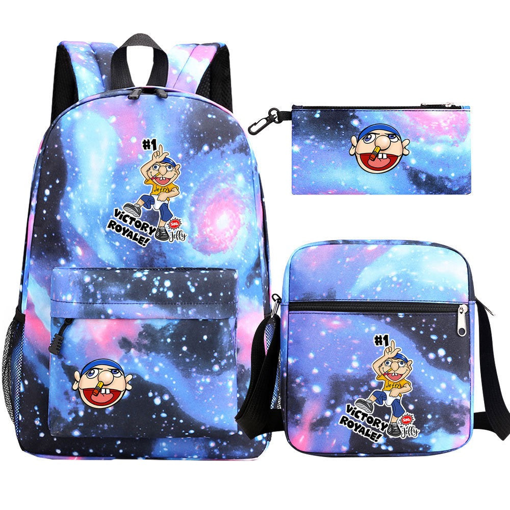 Jeffy SchoolBag Backpack Shoulder Bag Book Pencil Bags 3pcs Set