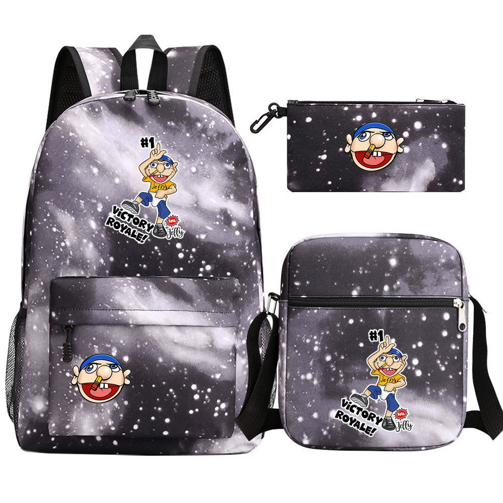 Jeffy SchoolBag Backpack Shoulder Bag Book Pencil Bags 3pcs Set