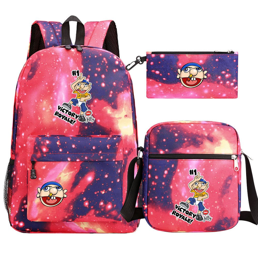 Jeffy SchoolBag Backpack Shoulder Bag Book Pencil Bags 3pcs Set