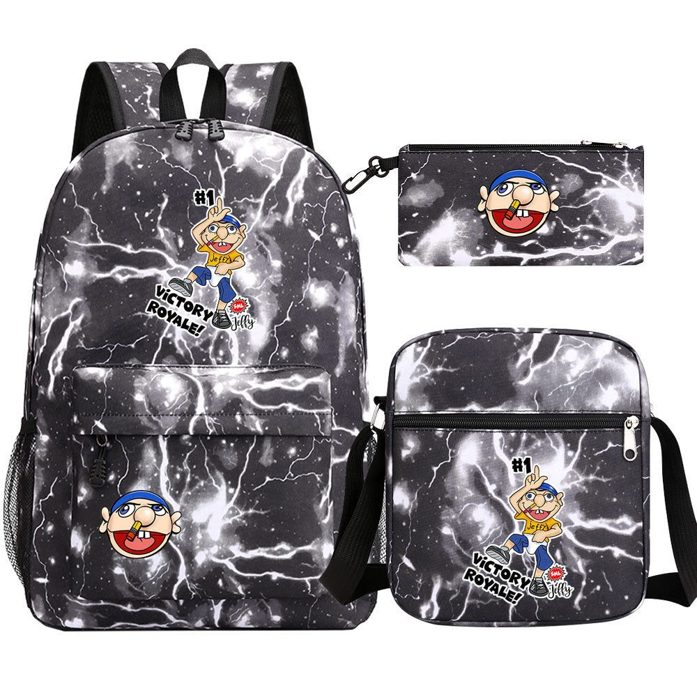 Jeffy SchoolBag Backpack Shoulder Bag Book Pencil Bags 3pcs Set