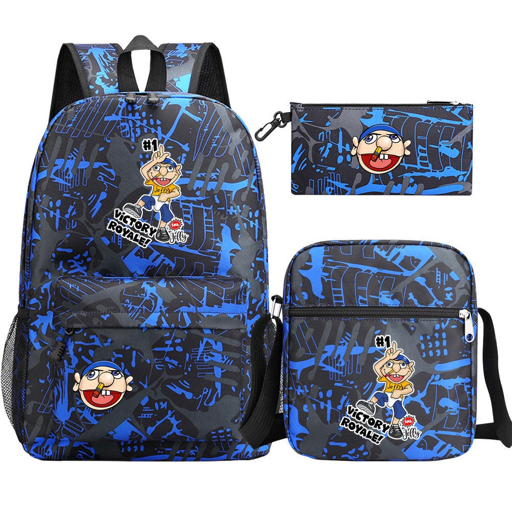 Jeffy SchoolBag Backpack Shoulder Bag Book Pencil Bags 3pcs Set