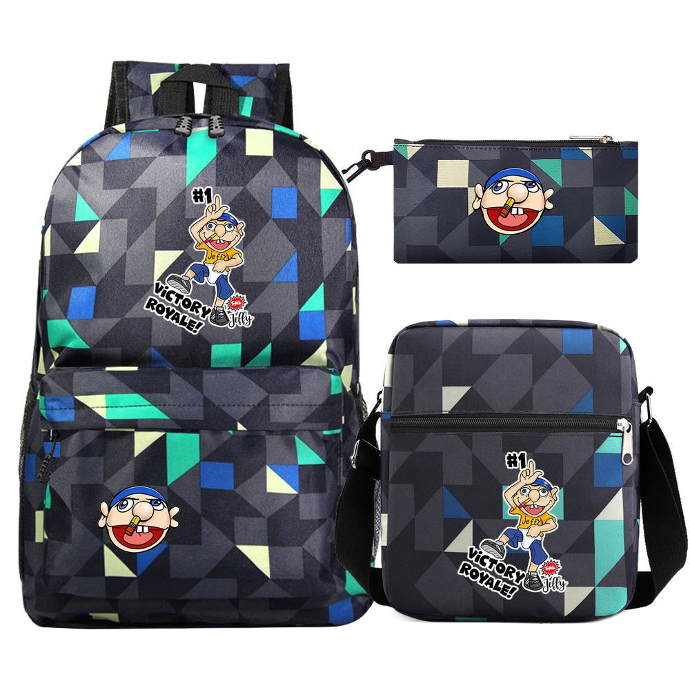 Jeffy SchoolBag Backpack Shoulder Bag Book Pencil Bags 3pcs Set