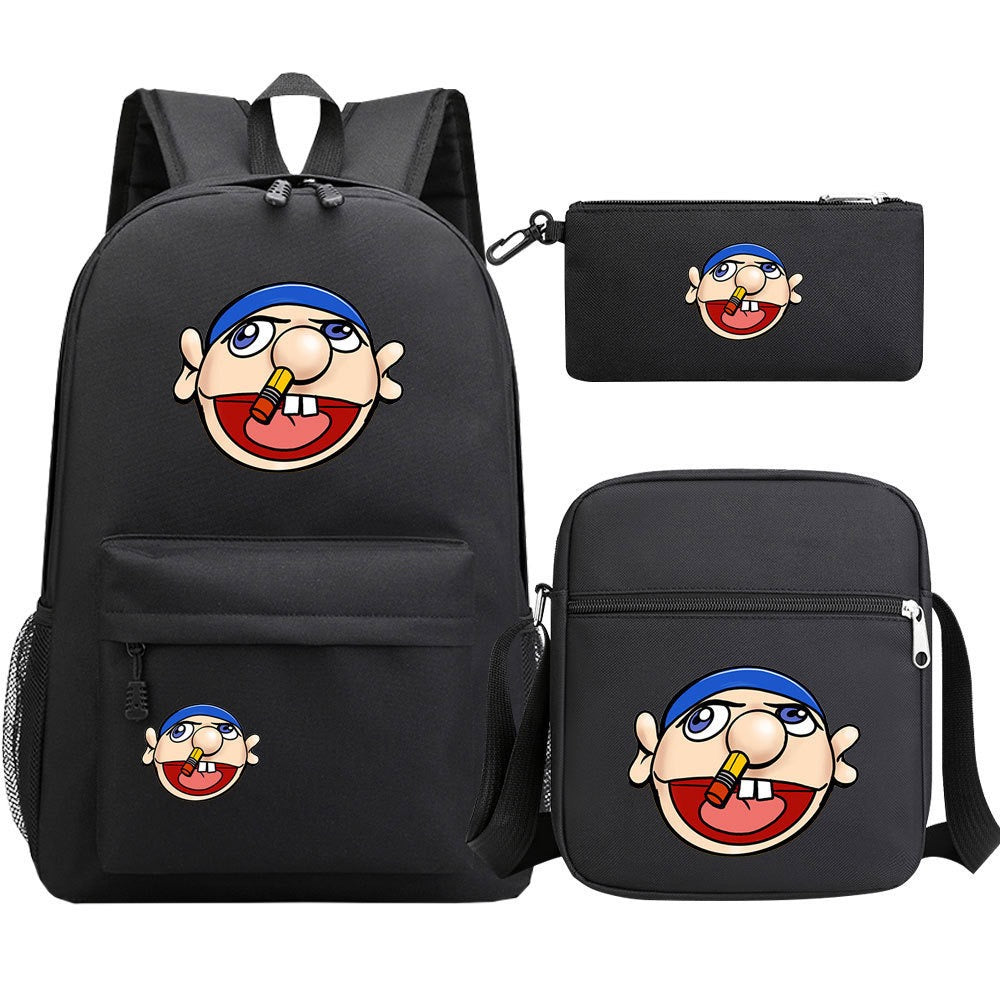 Jeffy SchoolBag Backpack Shoulder Bag Book Pencil Bags 3pcs Set