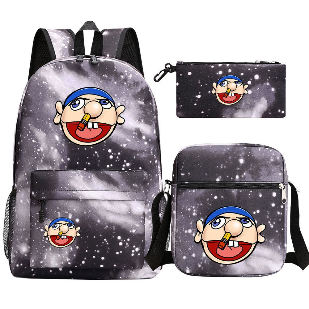 Jeffy SchoolBag Backpack Shoulder Bag Book Pencil Bags 3pcs Set