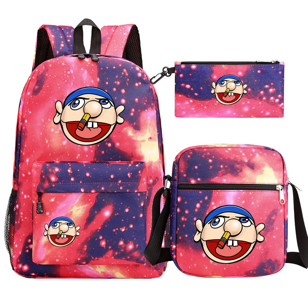 Jeffy SchoolBag Backpack Shoulder Bag Book Pencil Bags 3pcs Set