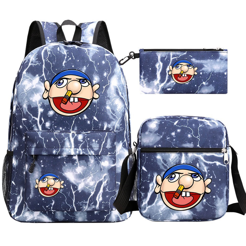 Jeffy SchoolBag Backpack Shoulder Bag Book Pencil Bags 3pcs Set