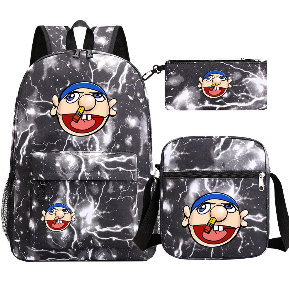 Jeffy SchoolBag Backpack Shoulder Bag Book Pencil Bags 3pcs Set
