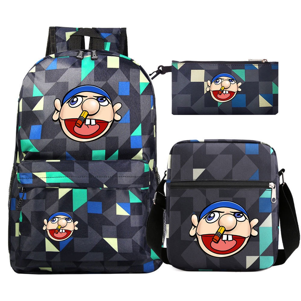 Jeffy SchoolBag Backpack Shoulder Bag Book Pencil Bags 3pcs Set