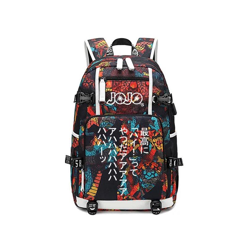 JoJo's Bizarre Adventure USB Charging Backpack School NoteBook Laptop Travel Bags