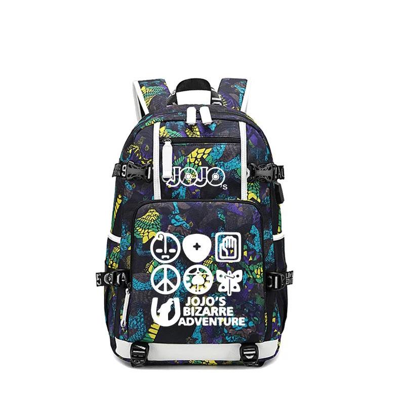 JoJo's Bizarre Adventure USB Charging Backpack School NoteBook Laptop Travel Bags