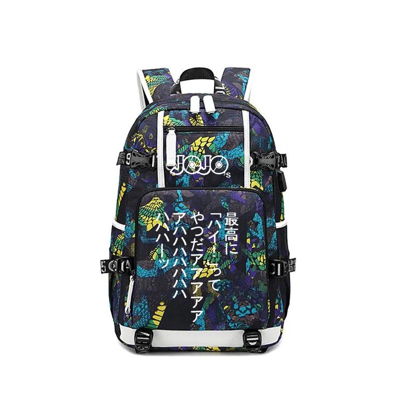 JoJo's Bizarre Adventure USB Charging Backpack School NoteBook Laptop Travel Bags