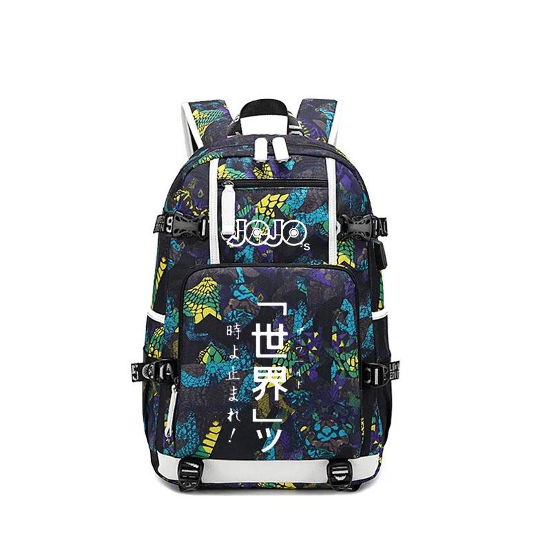 JoJo's Bizarre Adventure USB Charging Backpack School NoteBook Laptop Travel Bags
