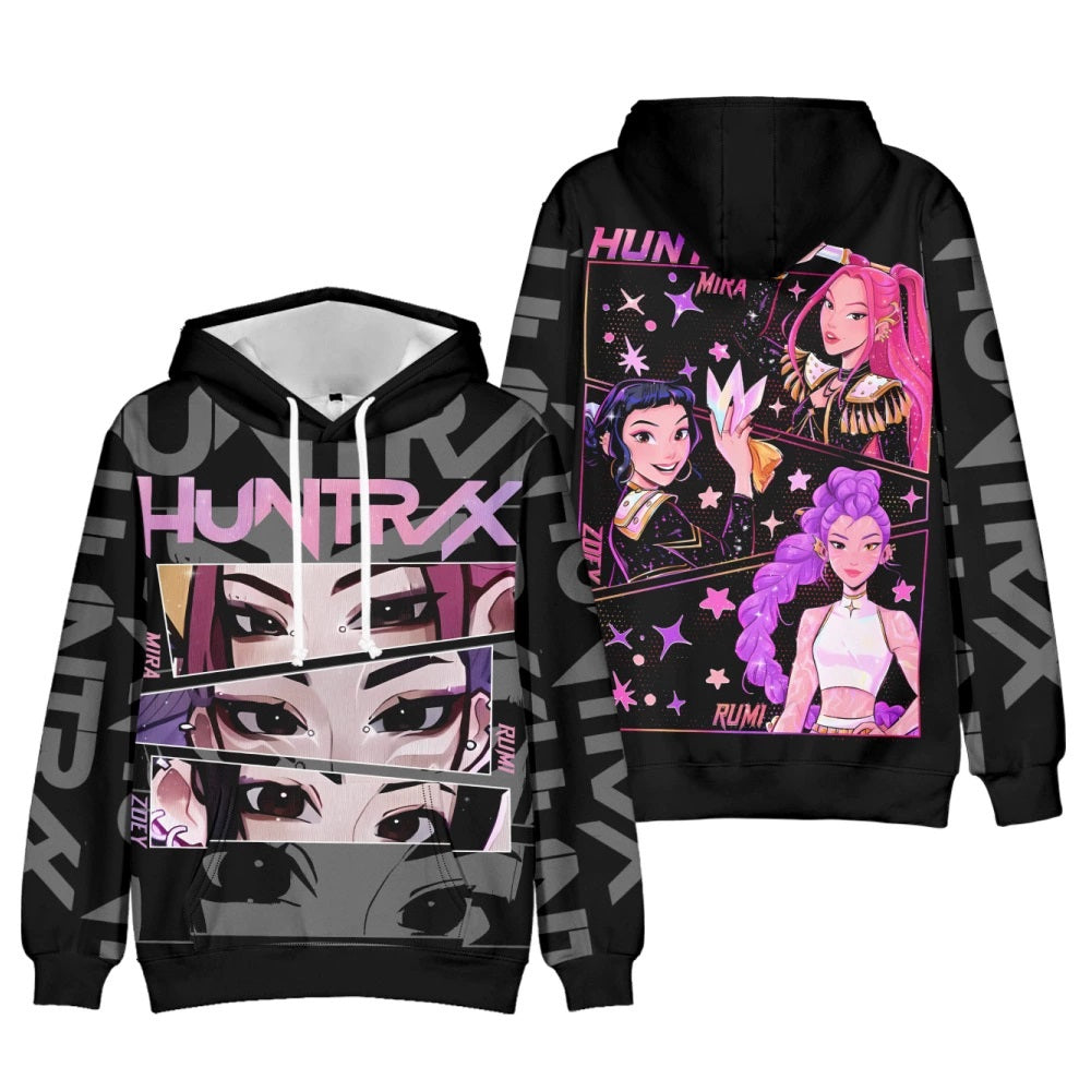 KPop Demon Hunters Cosplay Hoodie Sweatshirt Unisex Zipper Jacket Coat for Kids Adults
