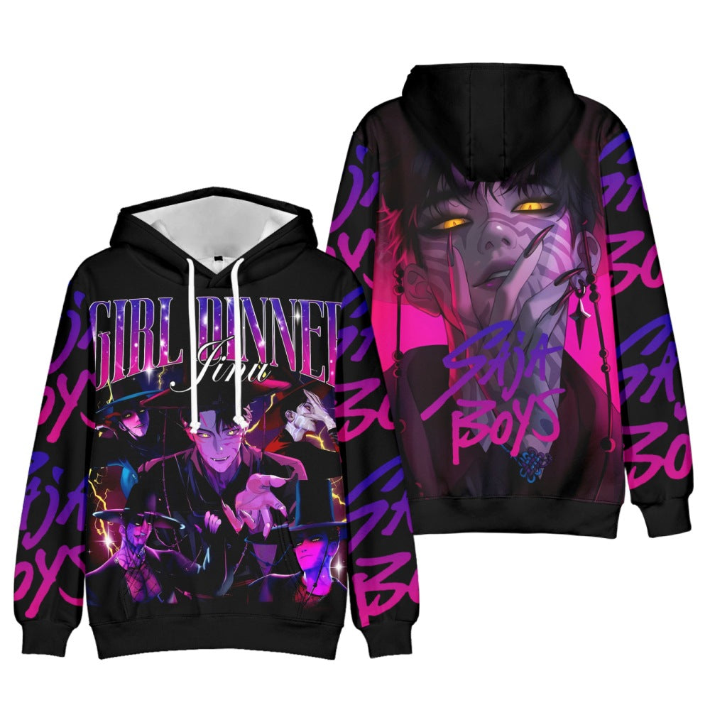 KPop Demon Hunters Cosplay Hoodie Sweatshirt Unisex Zipper Jacket Coat for Kids Adults