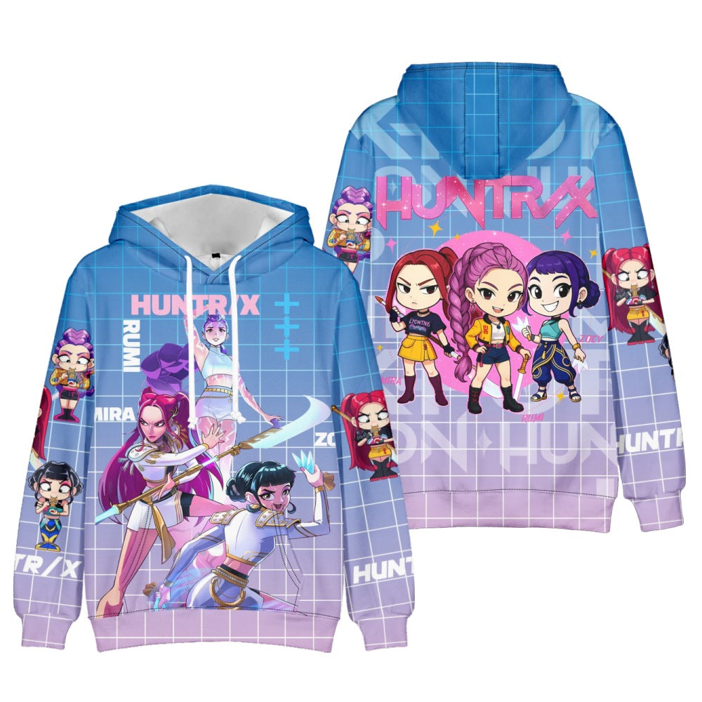 KPop Demon Hunters Cosplay Hoodie Sweatshirt Unisex Zipper Jacket Coat for Kids Adults