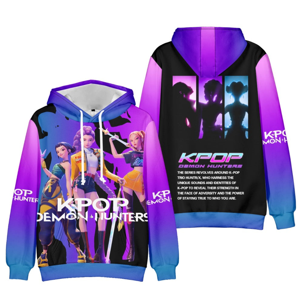 KPop Demon Hunters Cosplay Hoodie Sweatshirt Unisex Zipper Jacket Coat for Kids Adults