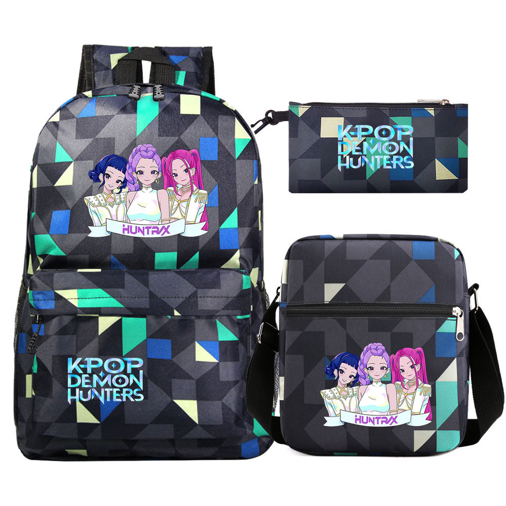 Kpop Demon Hunter SchoolBag Backpack Shoulder Bag Book Pencil Bags 3pcs Set