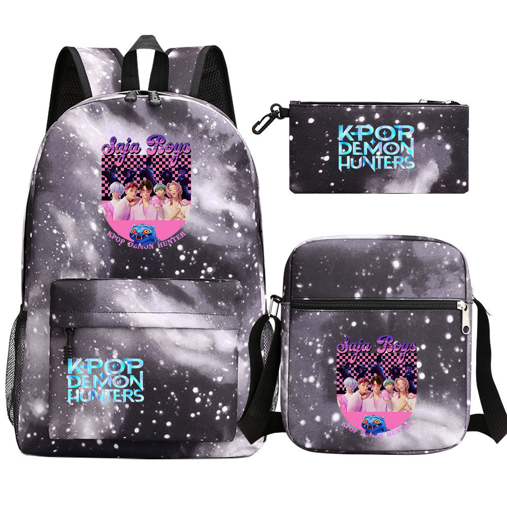 Kpop Demon Hunter SchoolBag Backpack Shoulder Bag Book Pencil Bags 3pcs Set
